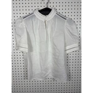 Frame linen blend insert lace top size S